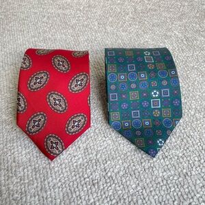 Vintage Christian Dior Red & Blue Silk Tie Bundle, Qty. 2